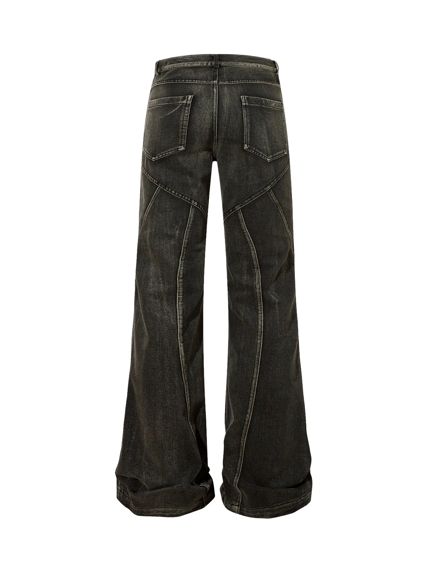 1984 Washed Split Design Hip-Hop Horn Jeans - 2138