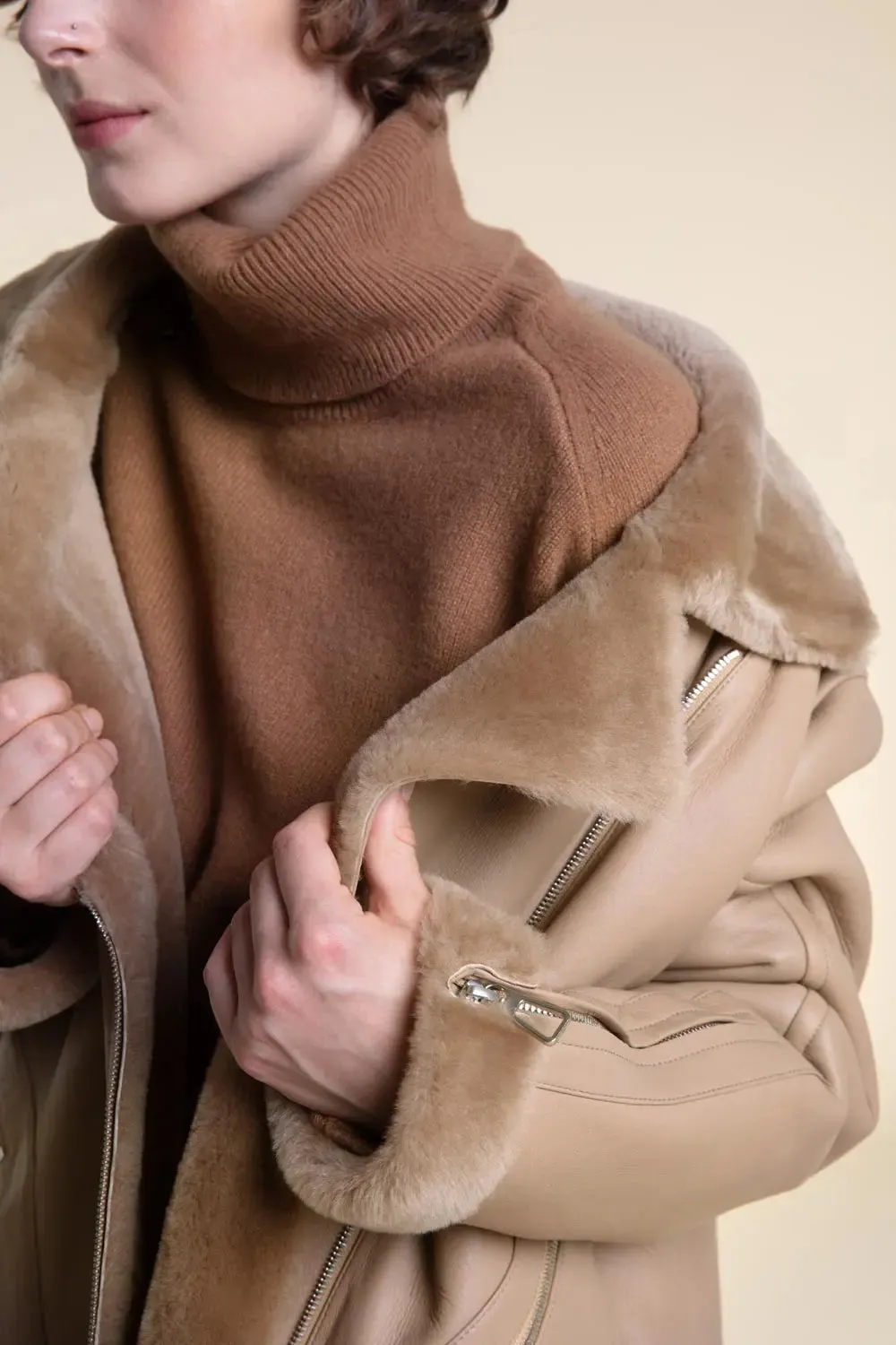 Beige shearling jacket