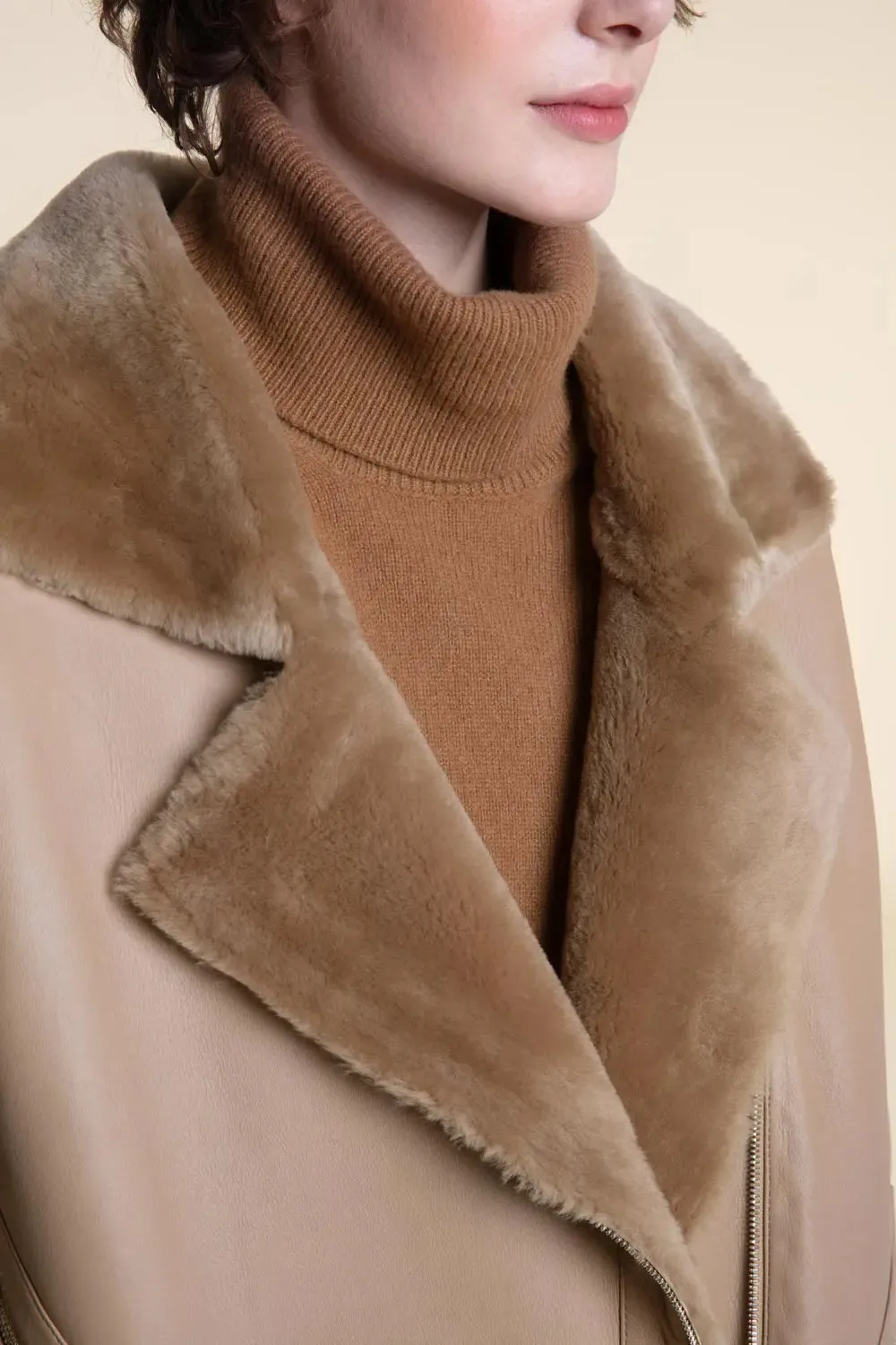 Beige shearling jacket