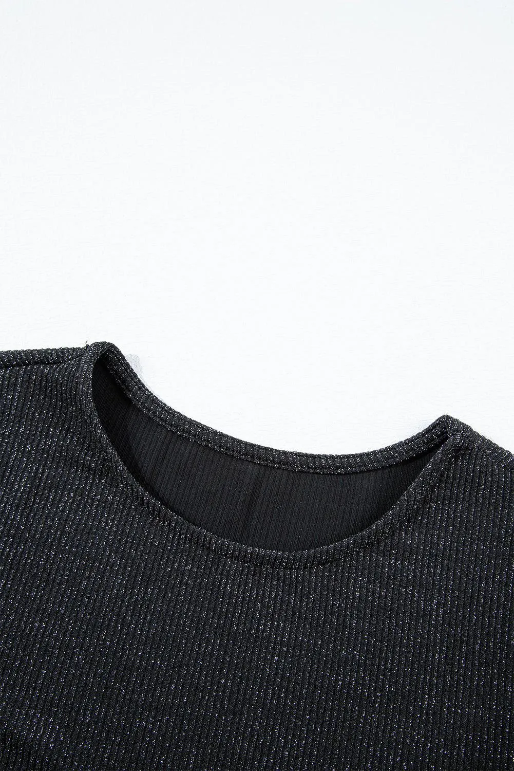 Black Plain Crew Neck Twist Front Tulip Hem Mini Dress