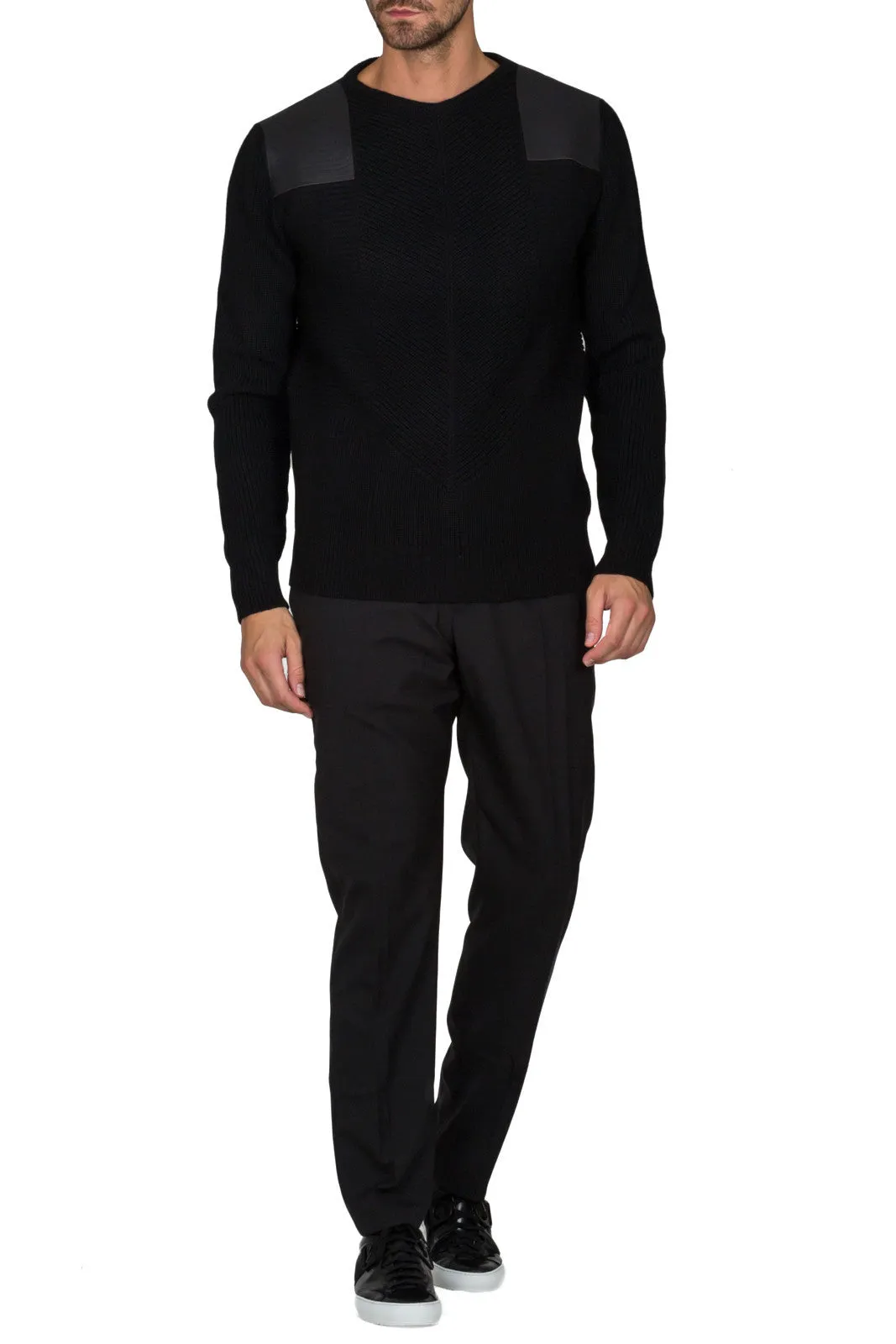 Bonded Leather Crewneck