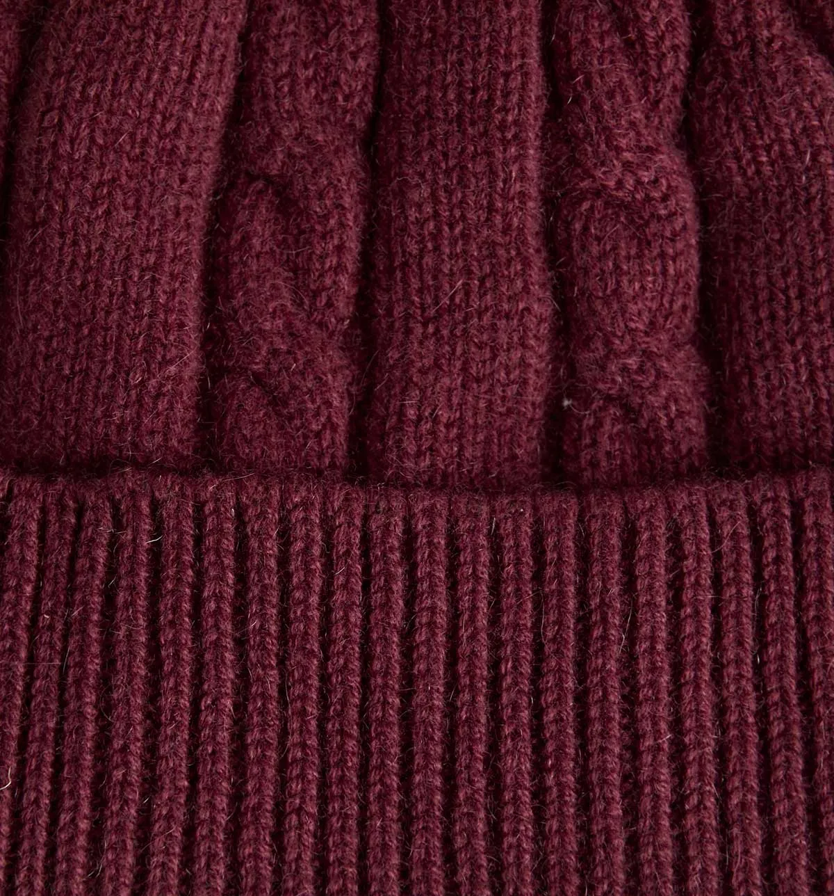 Bordeaux Red Cable Knit Cashmere Beanie