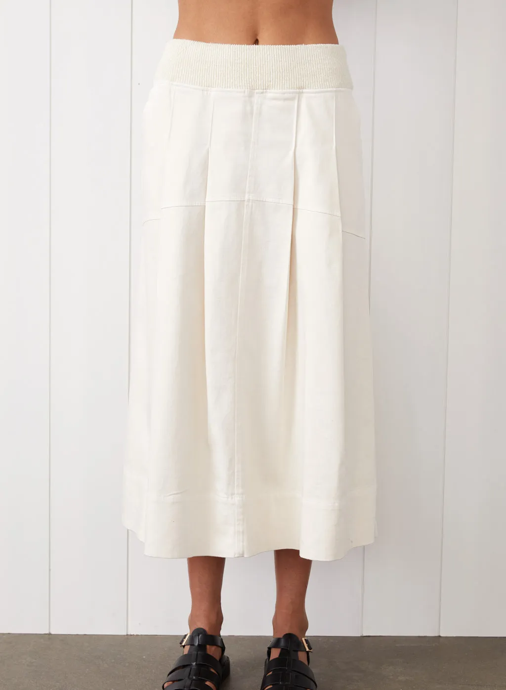 Cava Twill Peacoat & Skirt Set in Cream