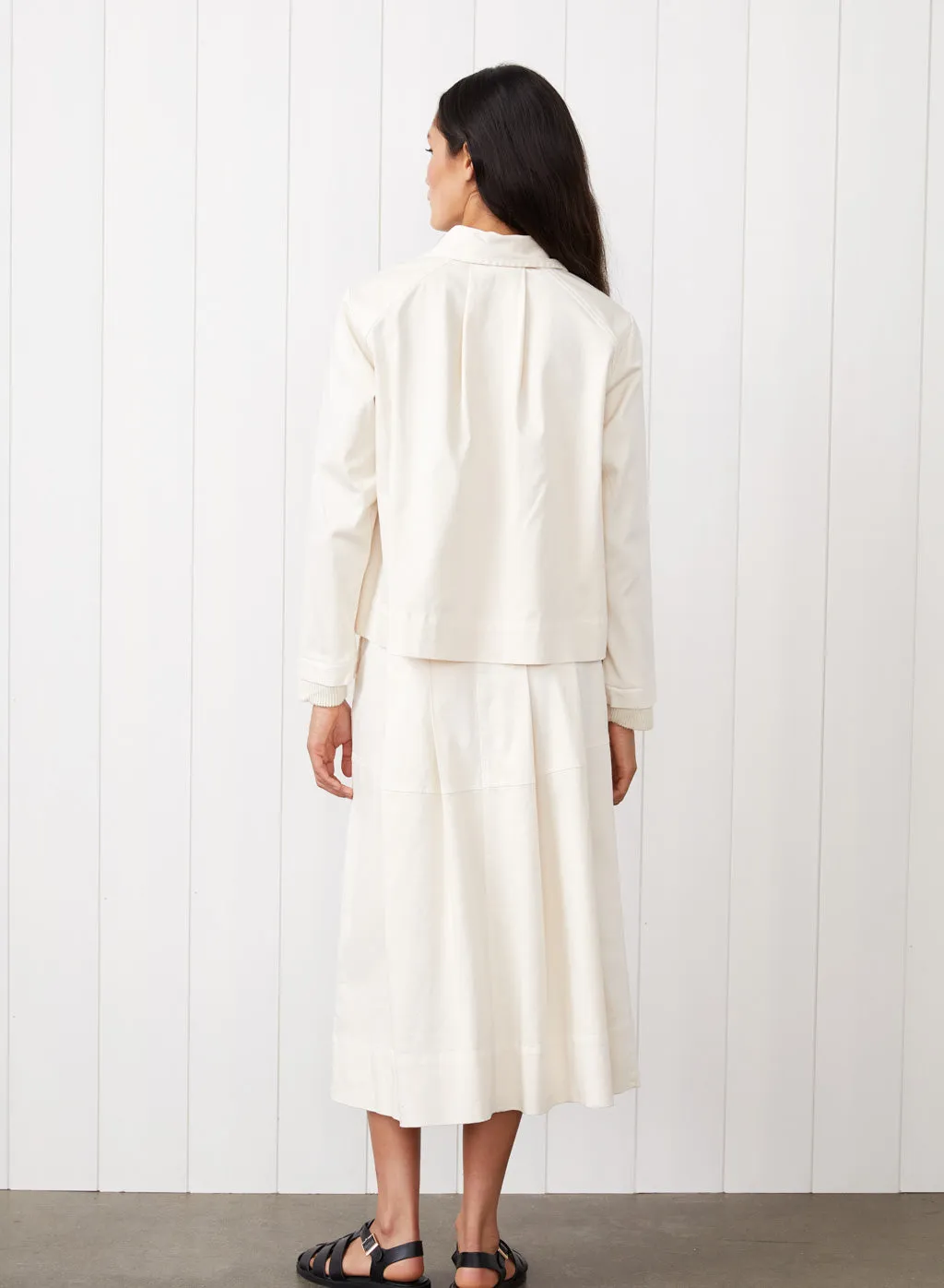 Cava Twill Peacoat & Skirt Set in Cream
