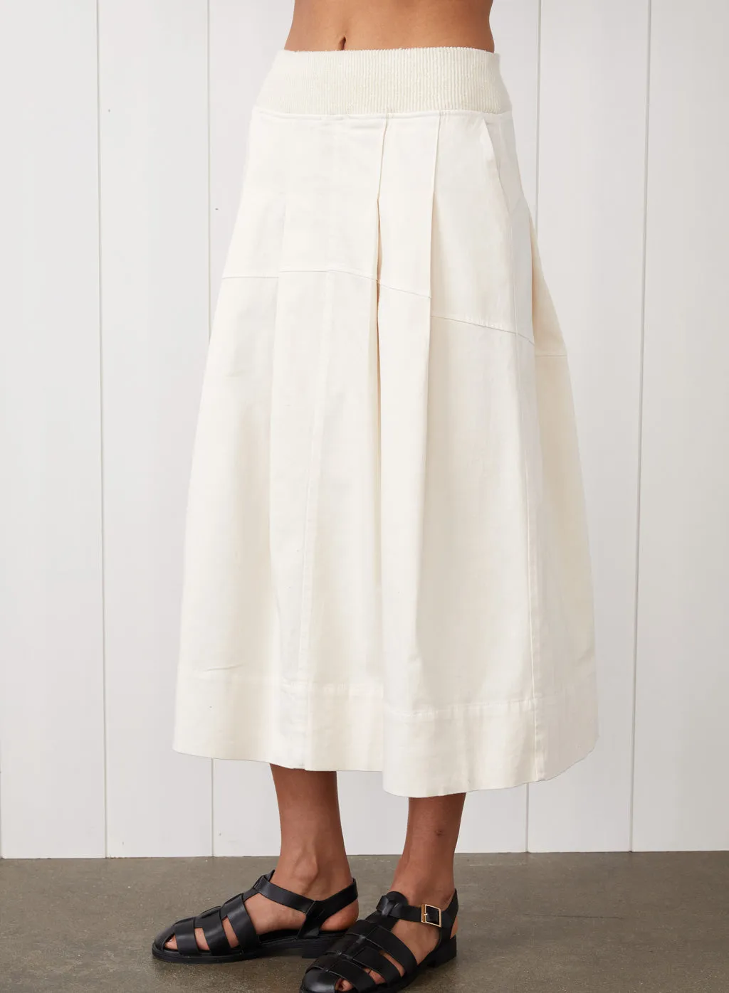 Cava Twill Peacoat & Skirt Set in Cream