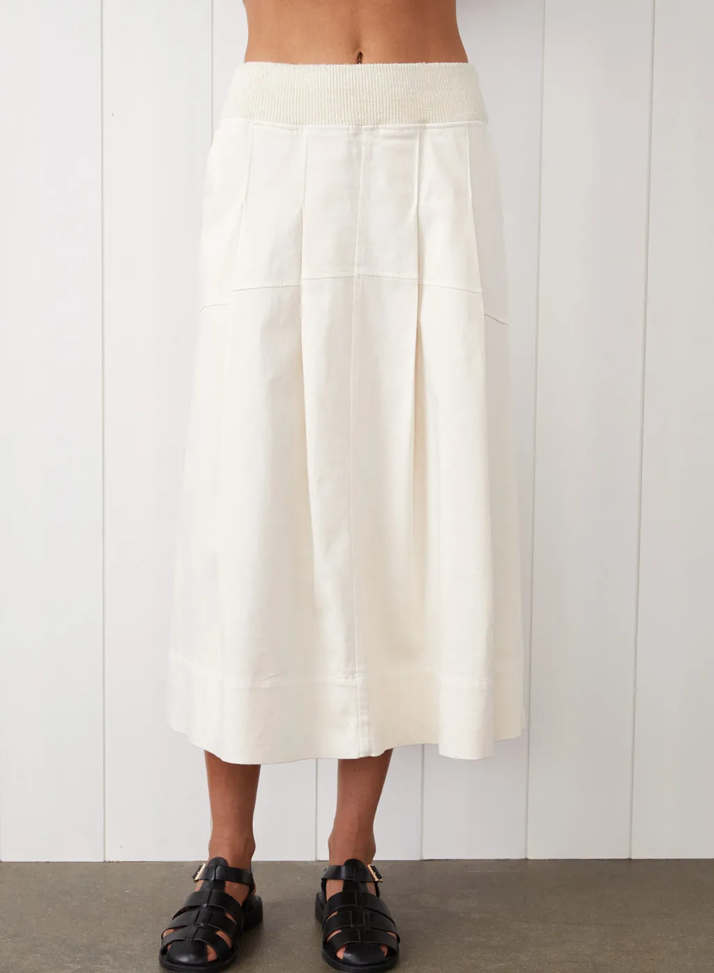 Cava Twill Peacoat & Skirt Set in Cream