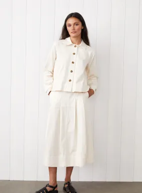 Cava Twill Peacoat & Skirt Set in Cream