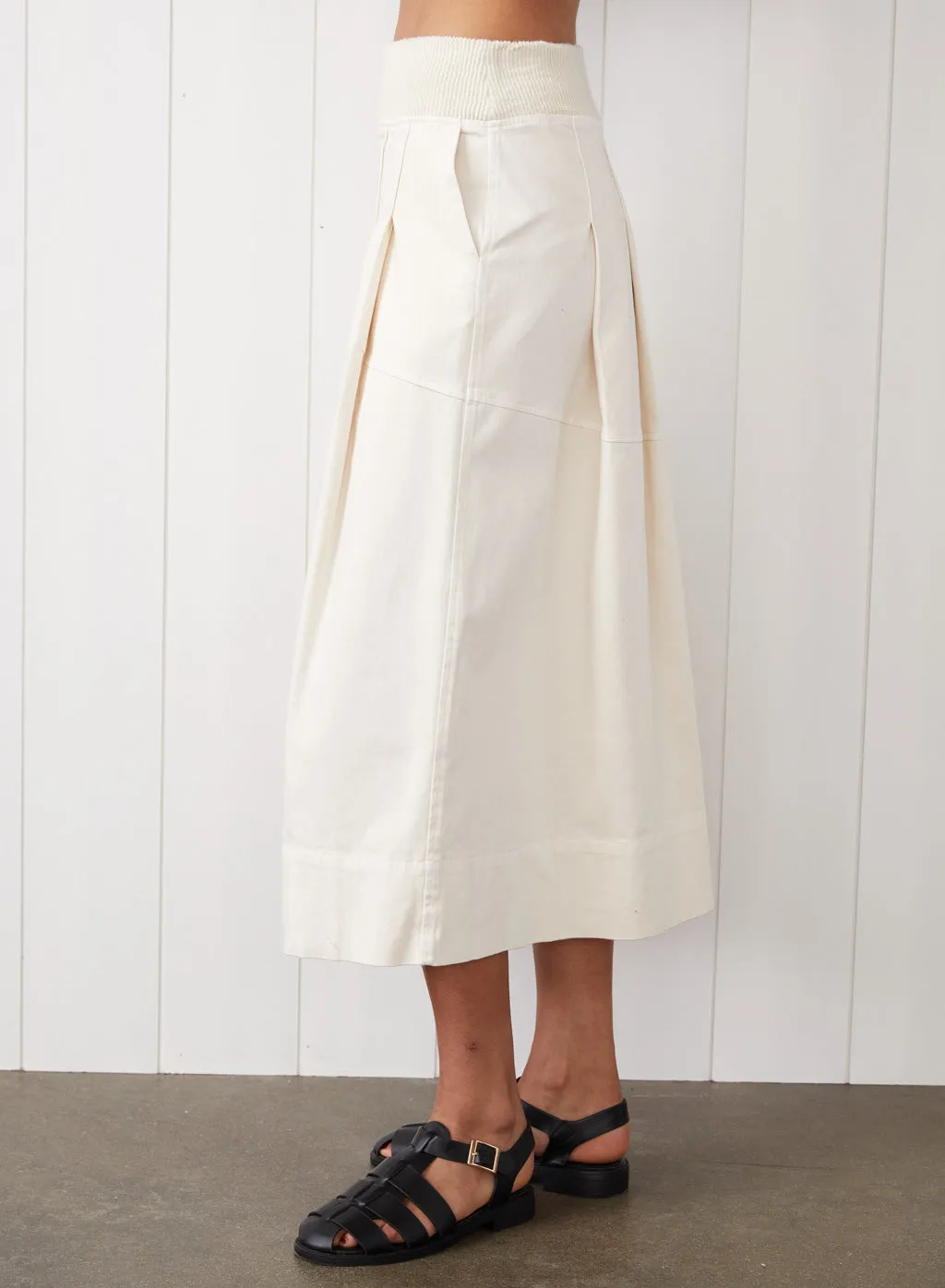 Cava Twill Peacoat & Skirt Set in Cream