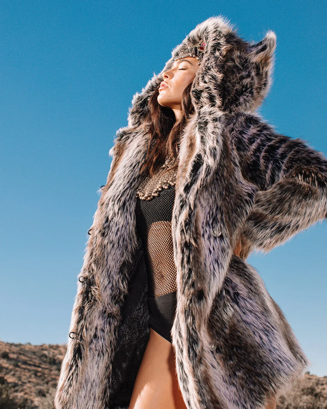 Classic Women's Faux Fur Coat | Grey Wolf