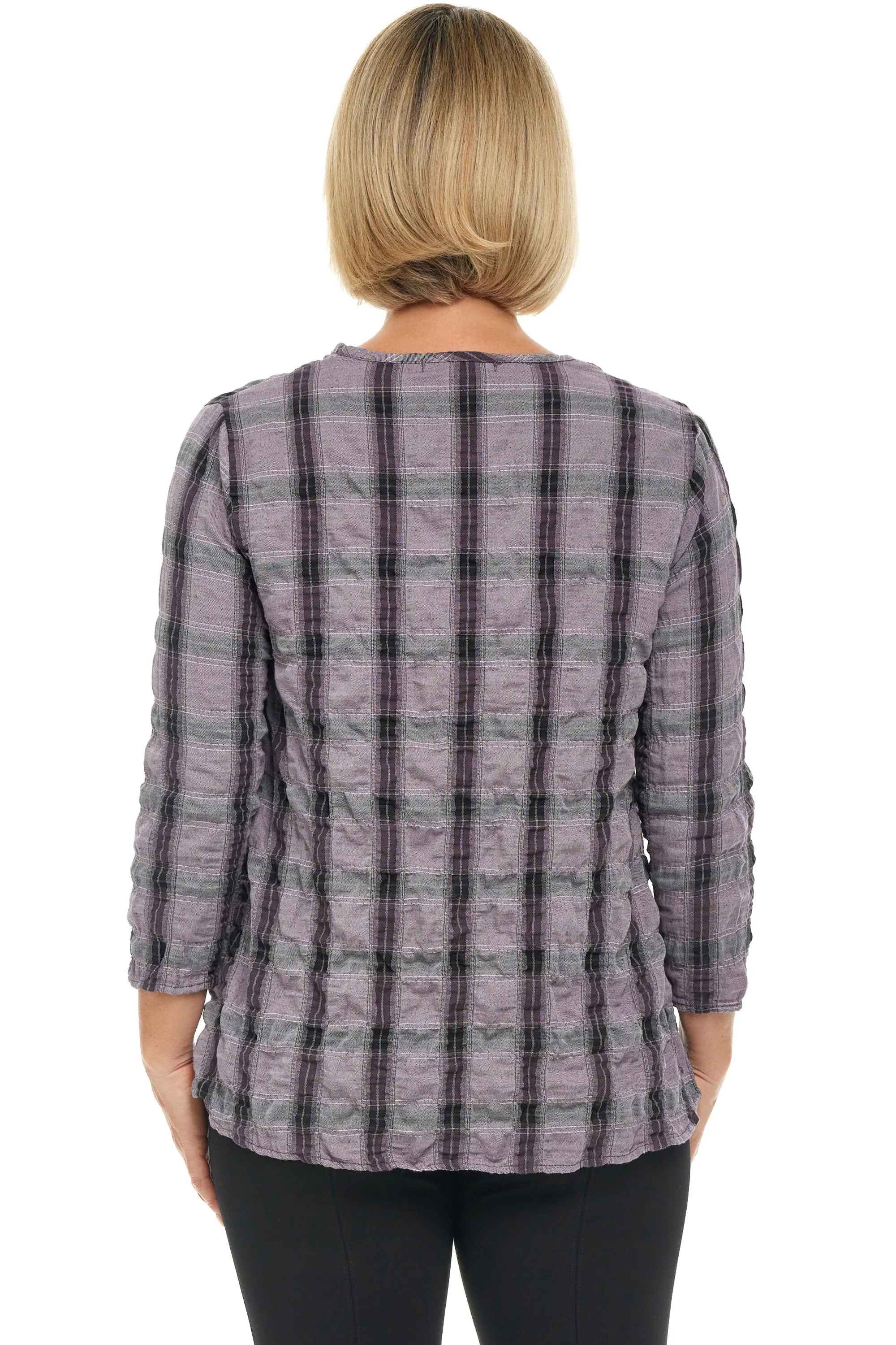 Crinkle Plaid A-line Top