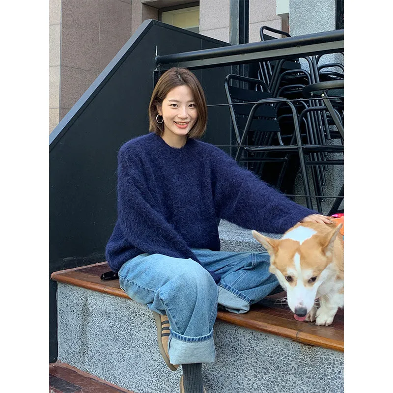 Darianrojas 2000s fashion [Popular Online] Alpaca Velvet Soft Glutinous Sweater 2024 Winter New Korean Style Minimalist Long Sleeve Sweater