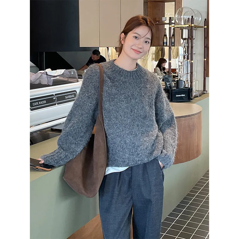 Darianrojas 2000s fashion [Popular Online] Alpaca Velvet Soft Glutinous Sweater 2024 Winter New Korean Style Minimalist Long Sleeve Sweater
