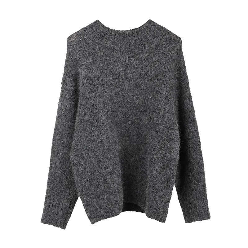 Darianrojas 2000s fashion [Popular Online] Alpaca Velvet Soft Glutinous Sweater 2024 Winter New Korean Style Minimalist Long Sleeve Sweater
