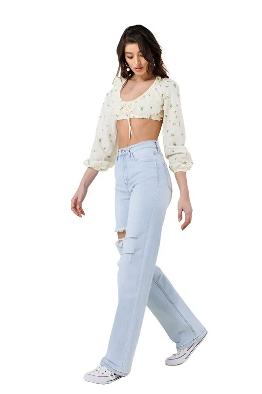 Distressed Wide Leg Jeans