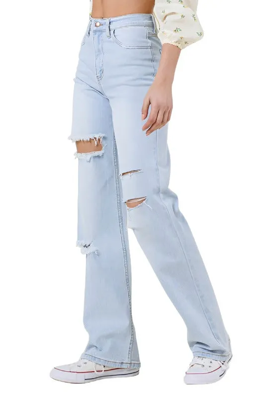 Distressed Wide Leg Jeans