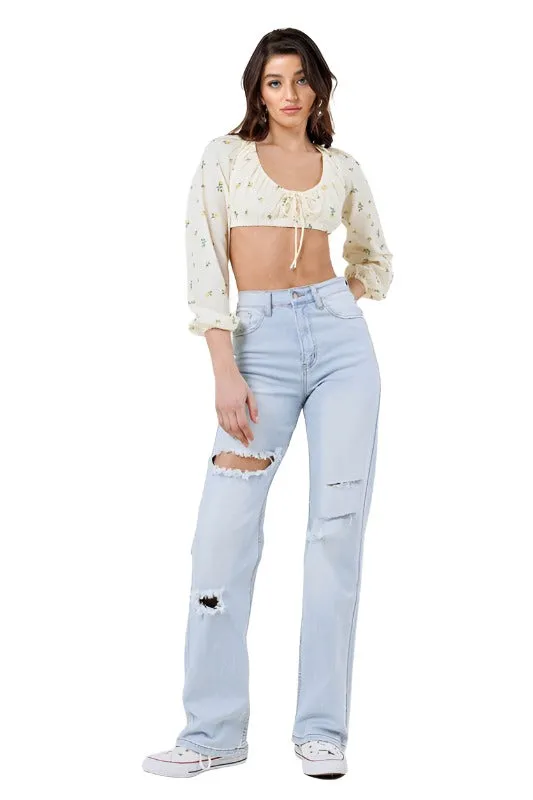 Distressed Wide Leg Jeans