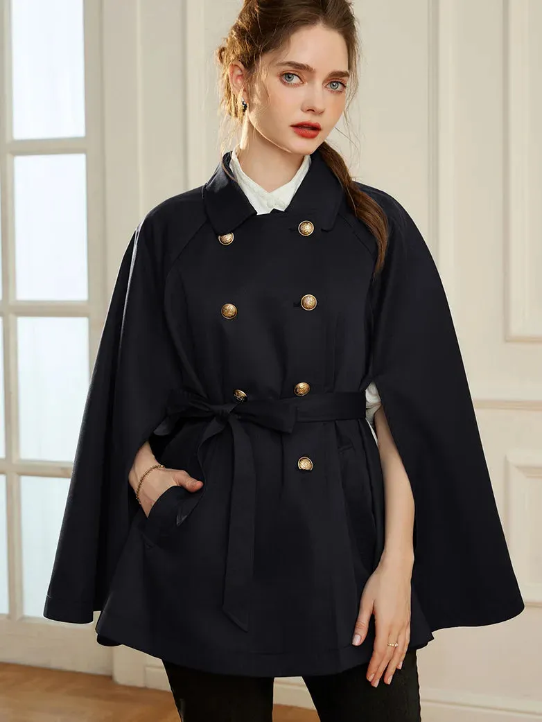 Double Breasted Overcoat Poncho Peacoat with Pocket