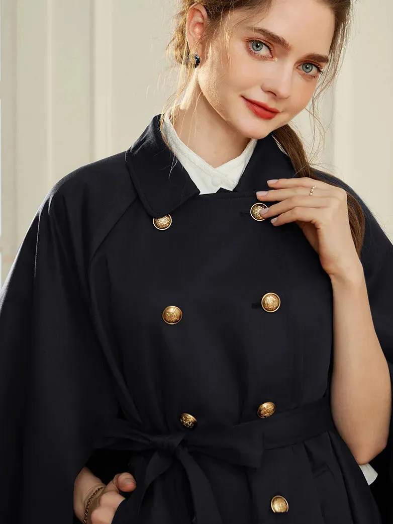 Double Breasted Overcoat Poncho Peacoat with Pocket