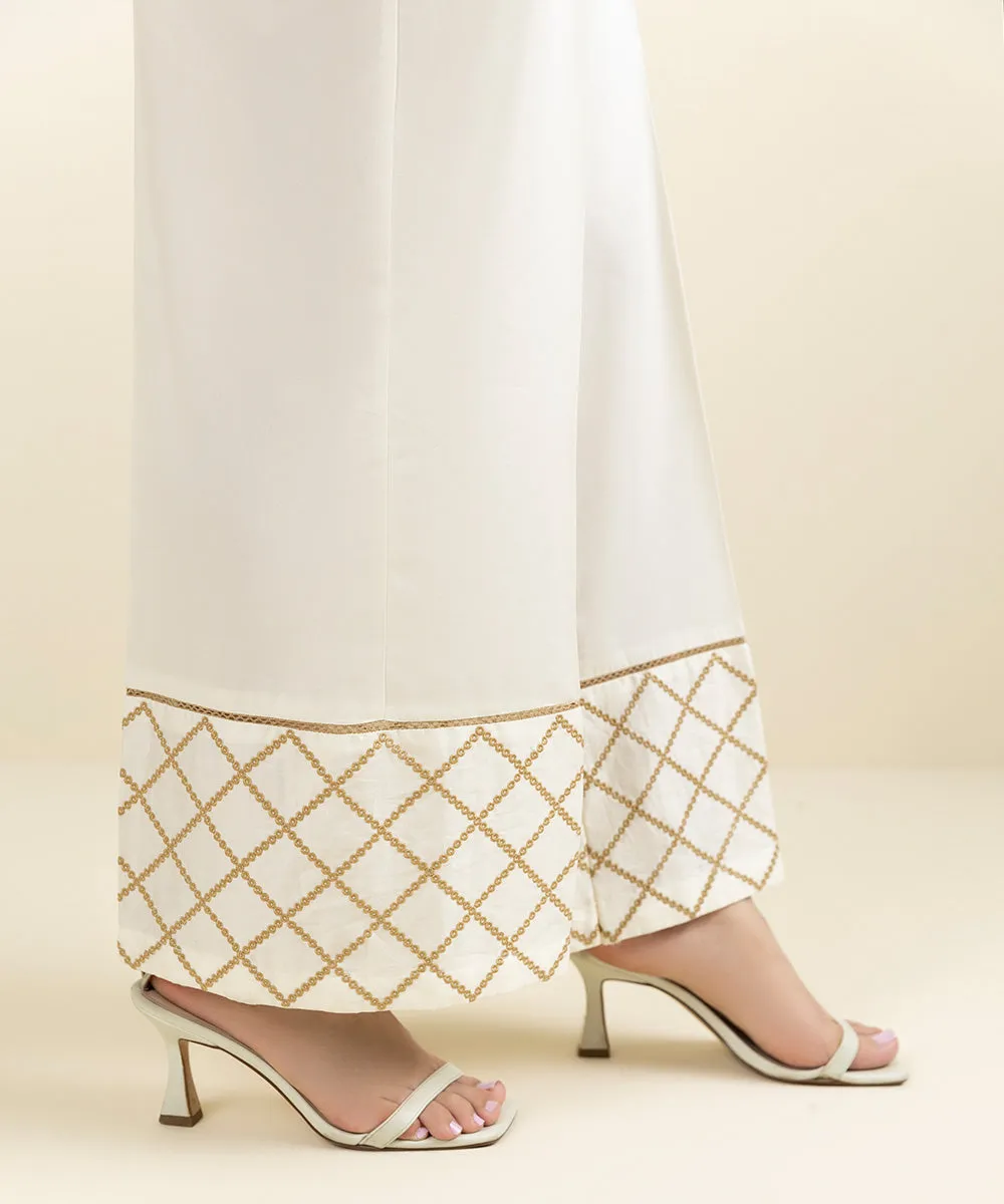 Embroidered Satin Culottes
