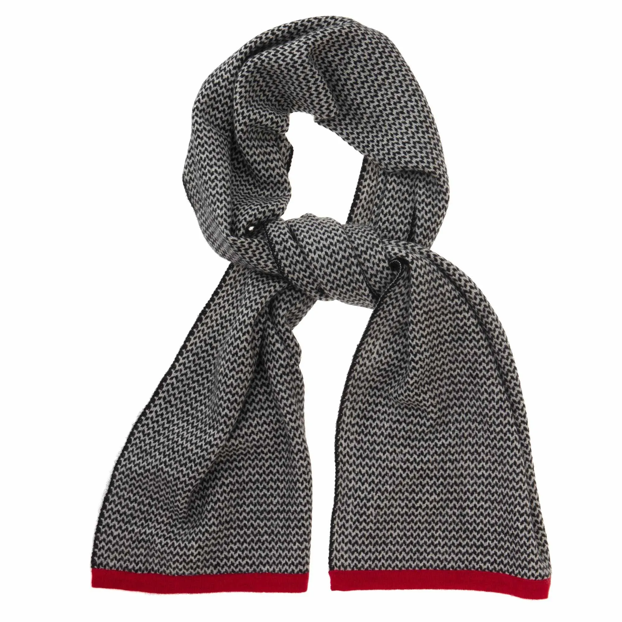 Foligno Cashmere Scarf [Black/Cream/Red]