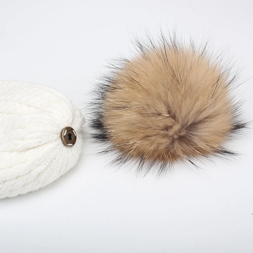 FURTALK Child Winter Real Fur PomPom Hat   Drop Shipping CH004