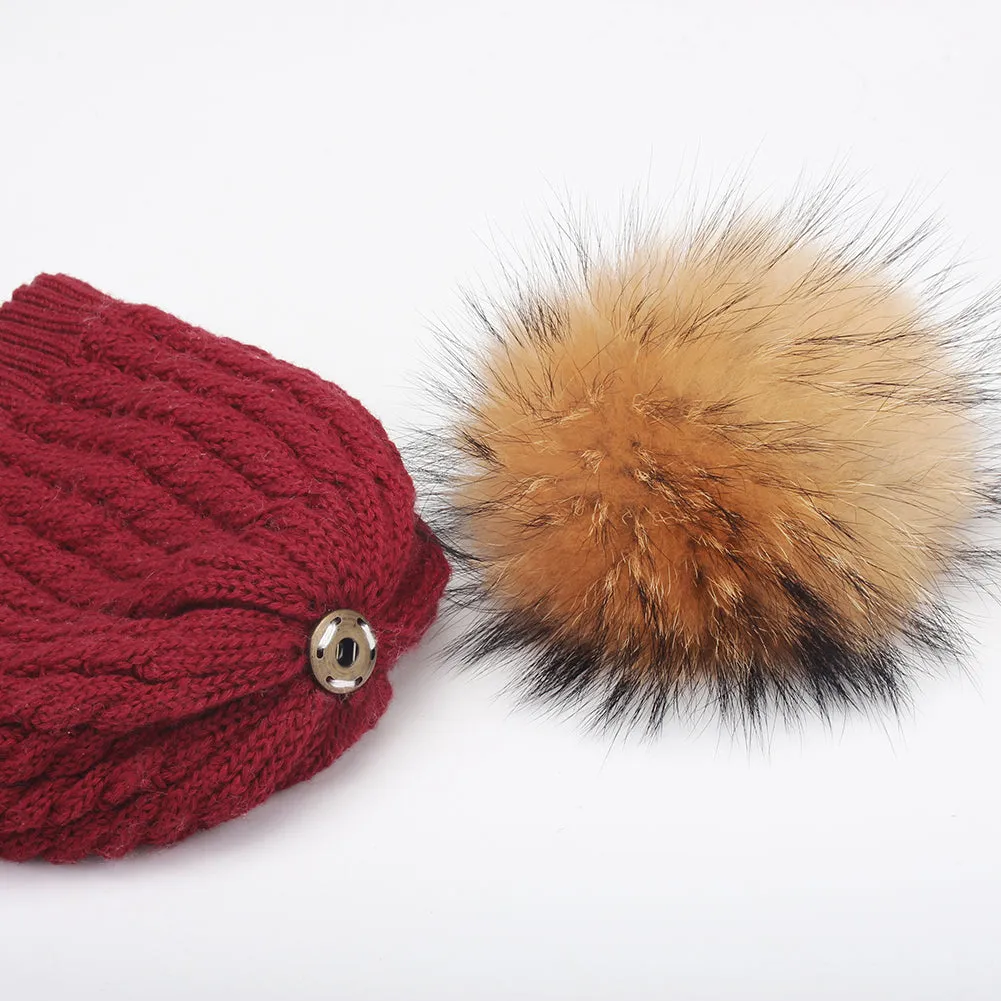 FURTALK Child Winter Real Fur PomPom Hat   Drop Shipping CH004