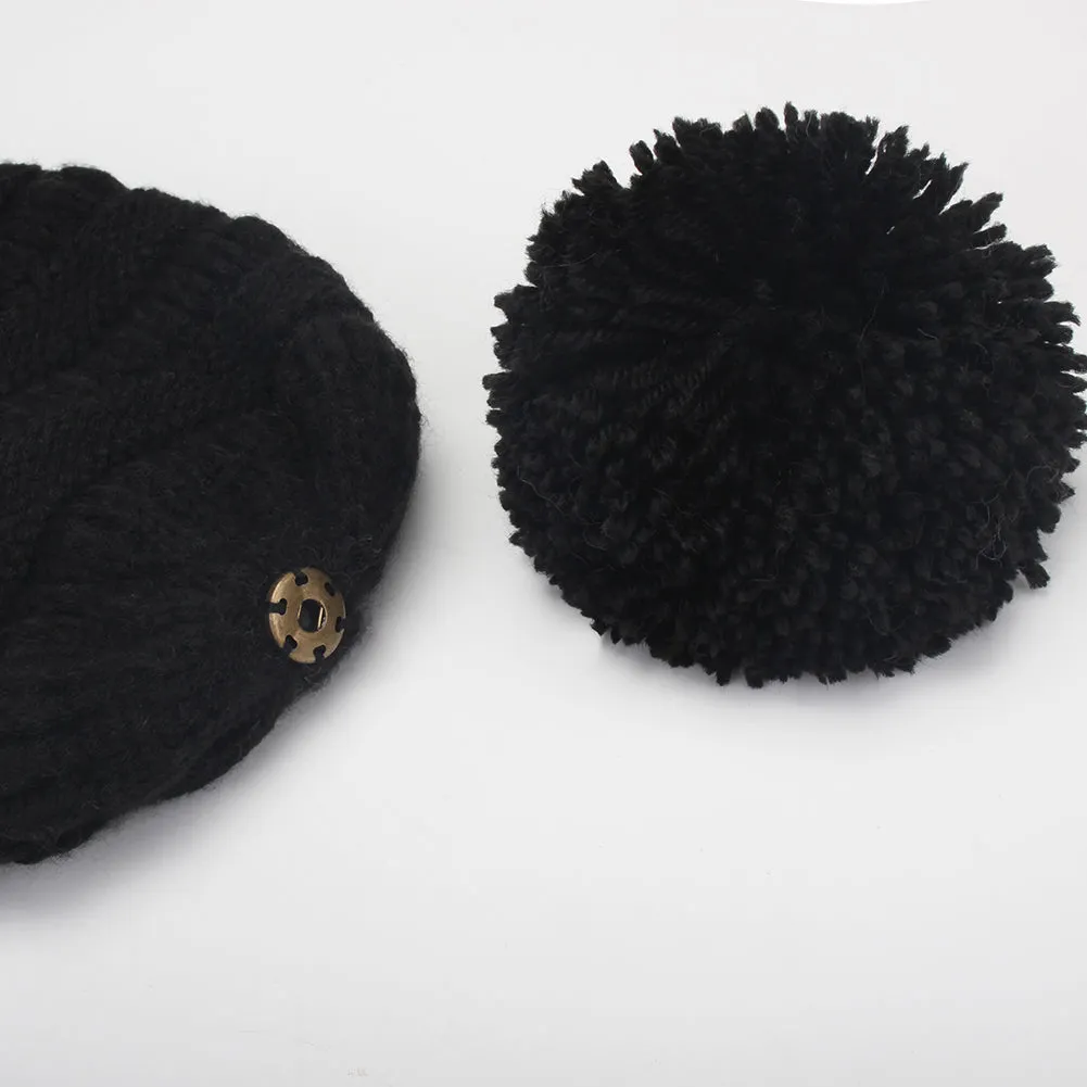 FURTALK Winter Kids Yarn Pom Pom Hat Double Layer Drop Shipping HTWL097