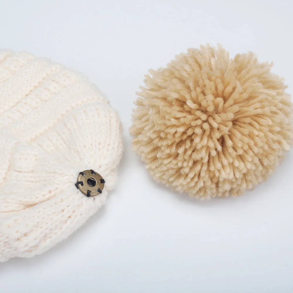 FURTALK Winter Kids Yarn Pom Pom Hat Double Layer Drop Shipping HTWL097
