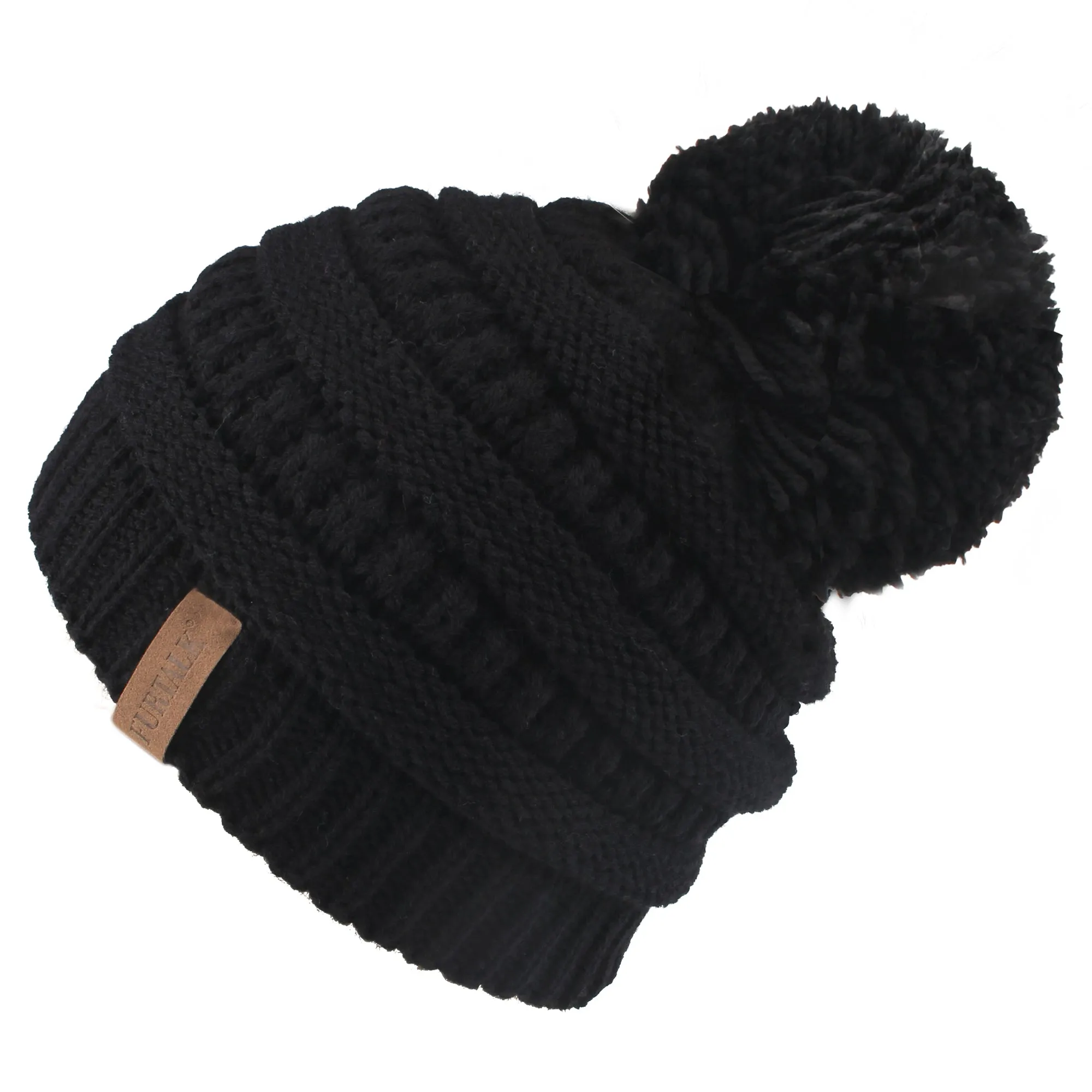 FURTALK Winter Kids Yarn Pom Pom Hat Double Layer Drop Shipping HTWL097