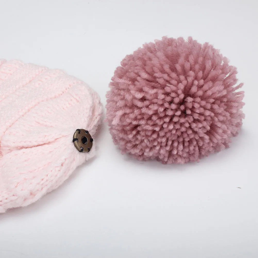 FURTALK Winter Kids Yarn Pom Pom Hat Double Layer Drop Shipping HTWL097