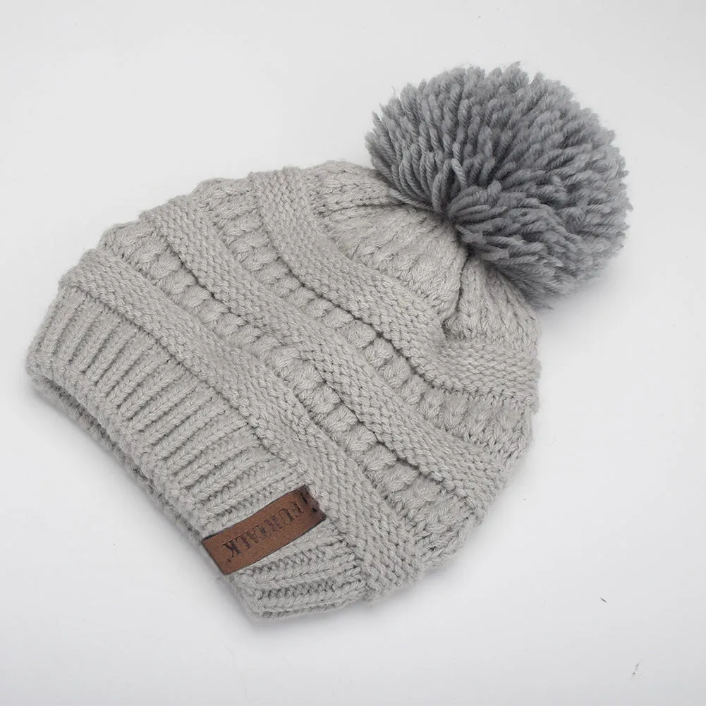 FURTALK Winter Kids Yarn Pom Pom Hat Double Layer Drop Shipping HTWL097