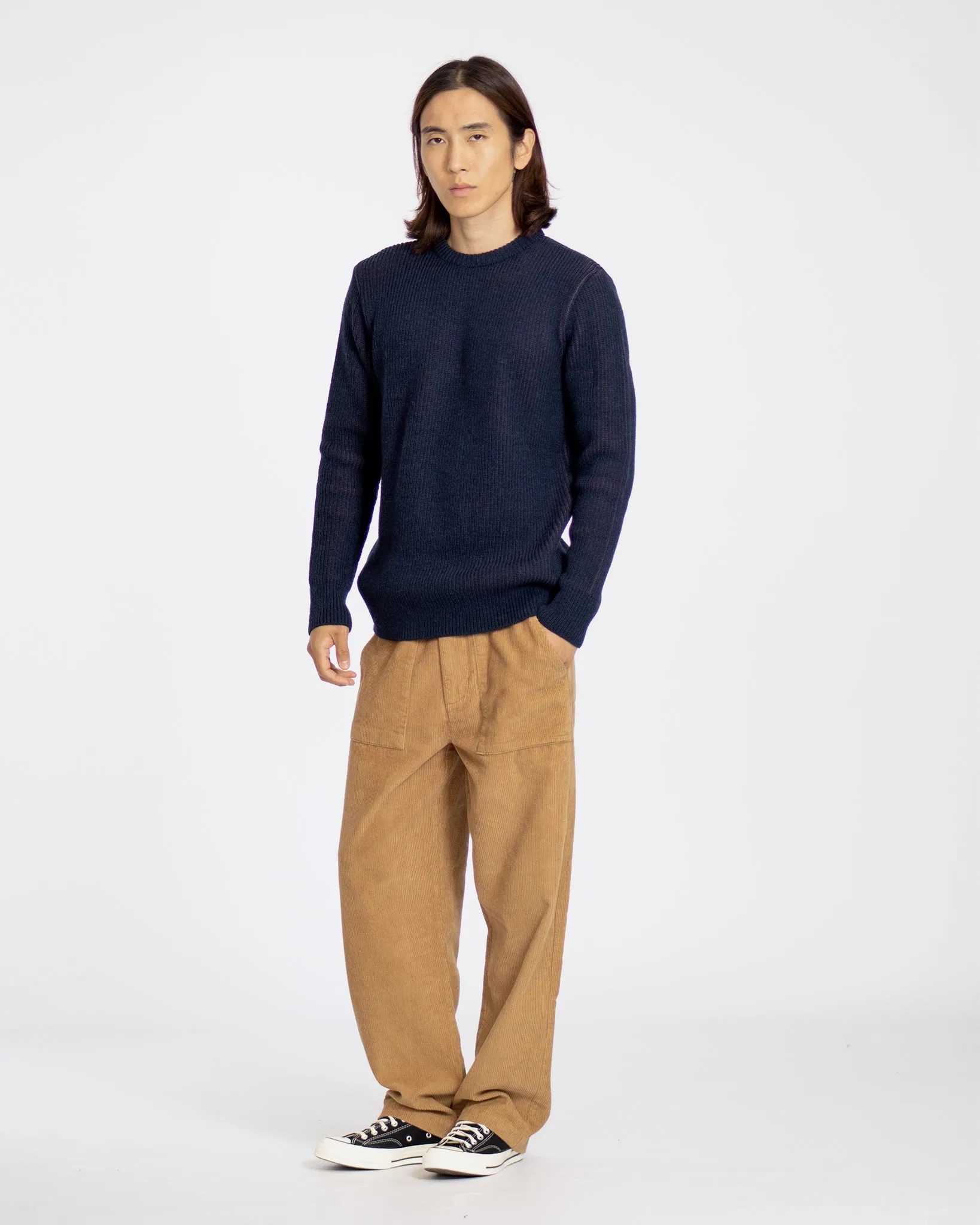 Hamish Contrast Ribbed Knit - Purple / Blue Recycled Cotton Blend