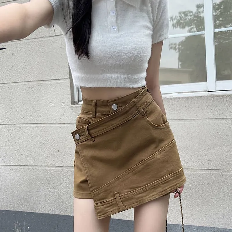 High waist denim skorts