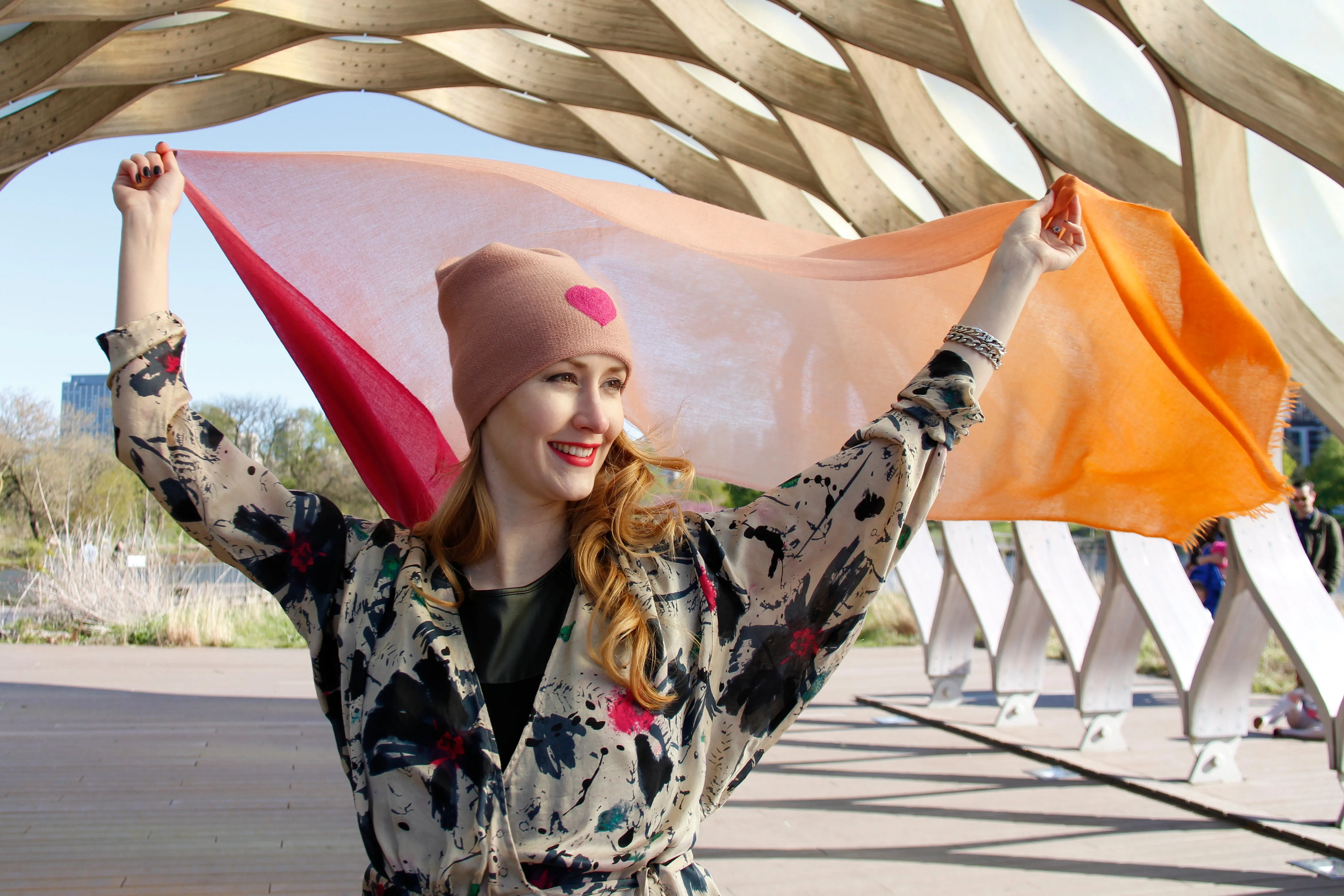 Pink Ombré Hand Woven Cashmere Wool Scarf