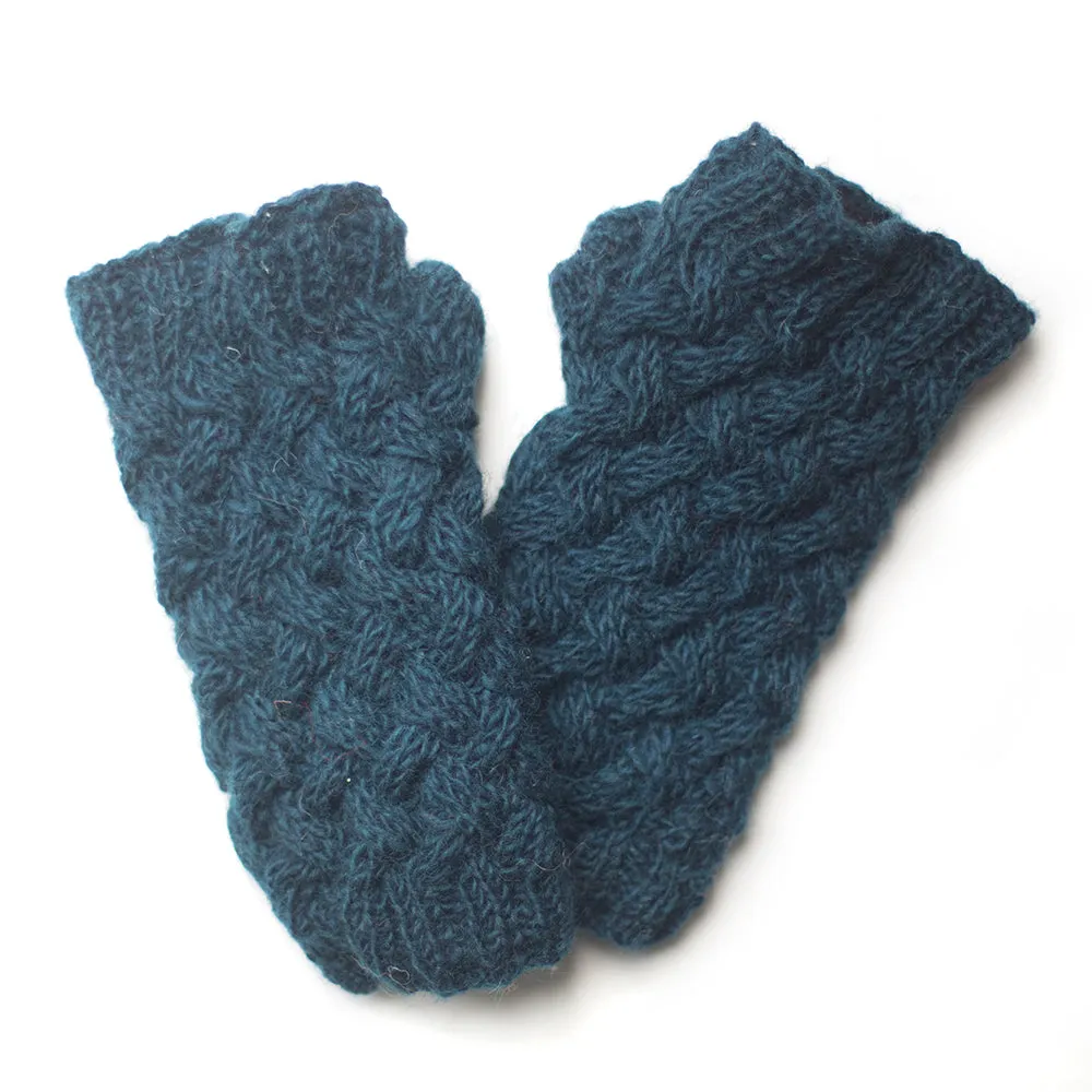 plait knit wool wrist warmers