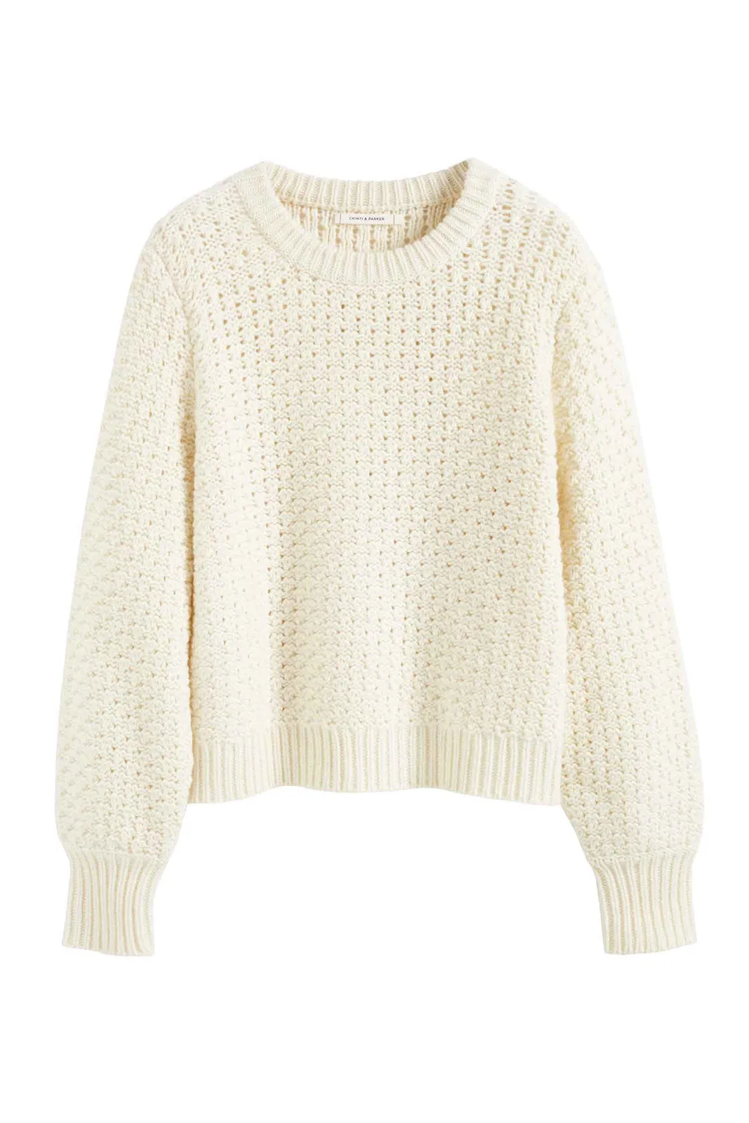 Popcorn Cashmere Stitch Sweater, Cream