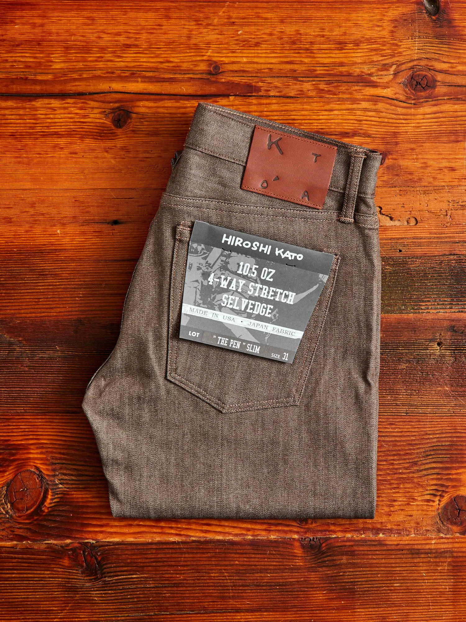 "Brown Raw" 10.5oz Stretch Selvedge Denim - Pen Slim
