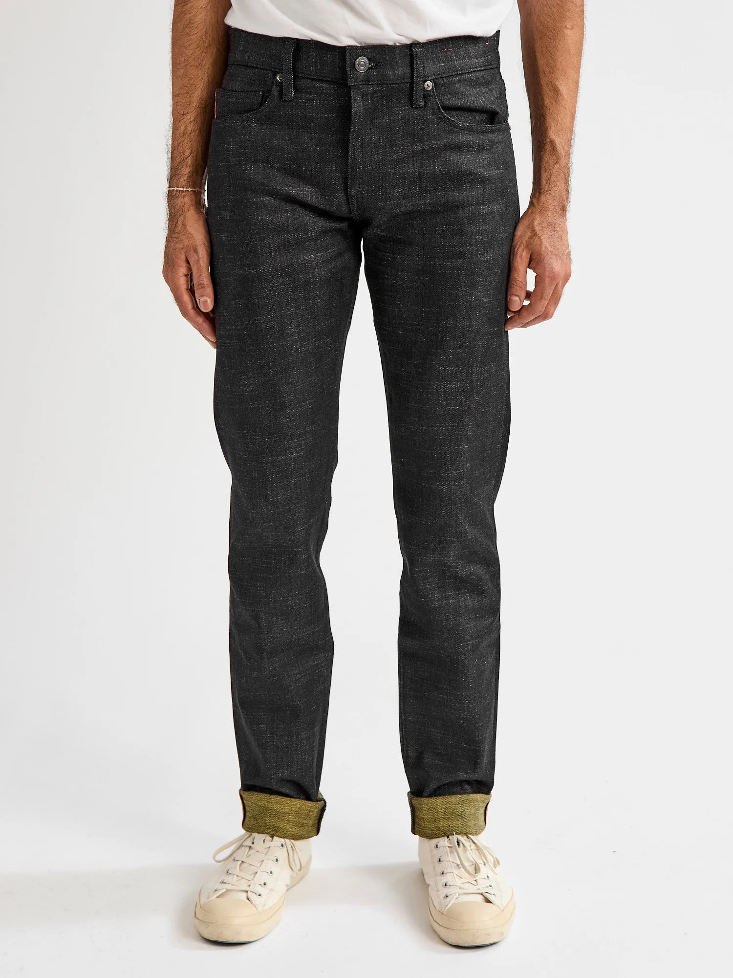 "Etched" 13oz Green Weft Stretch Selvedge Denim - Pen Slim