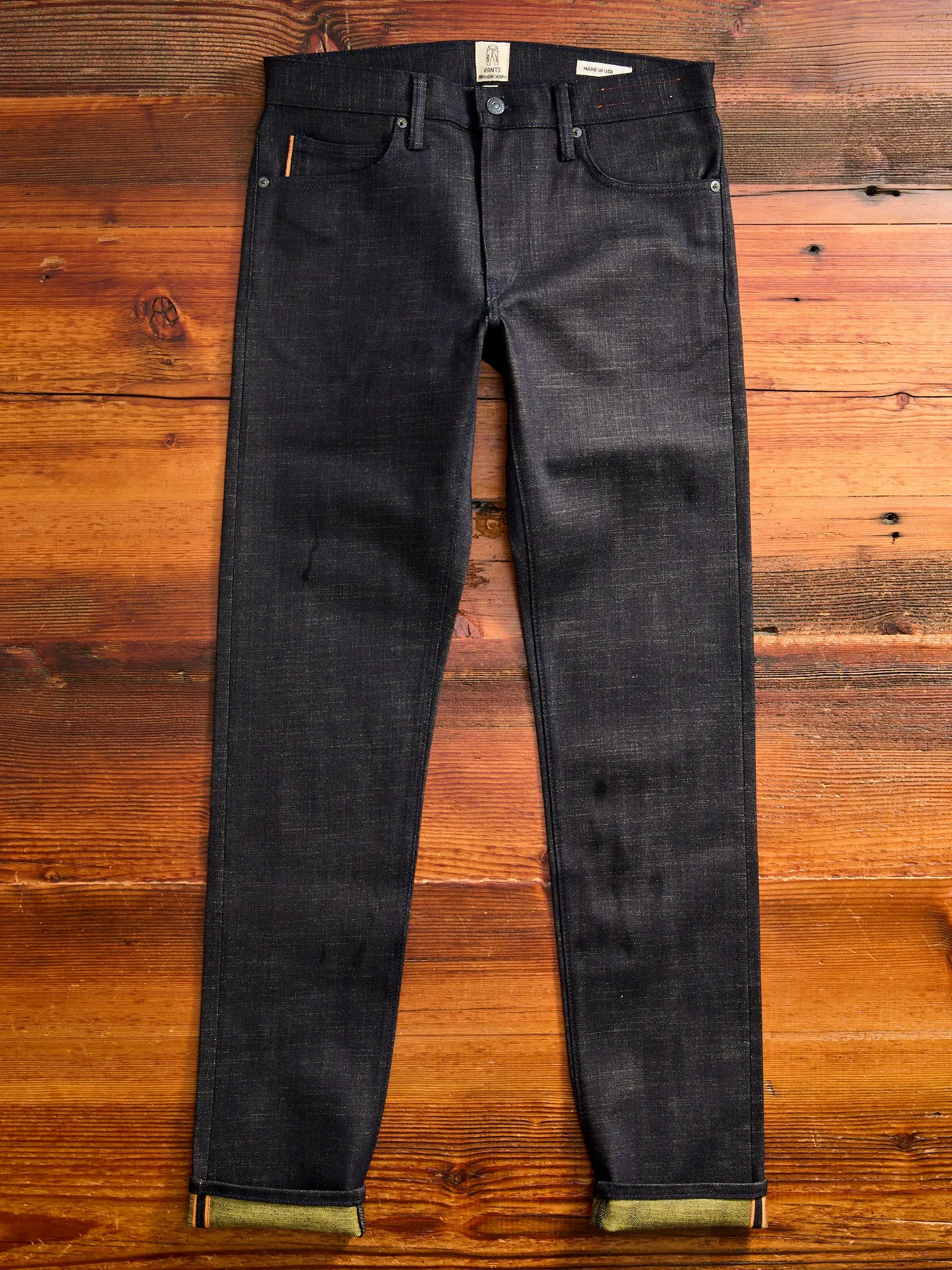 "Etched" 13oz Green Weft Stretch Selvedge Denim - Pen Slim