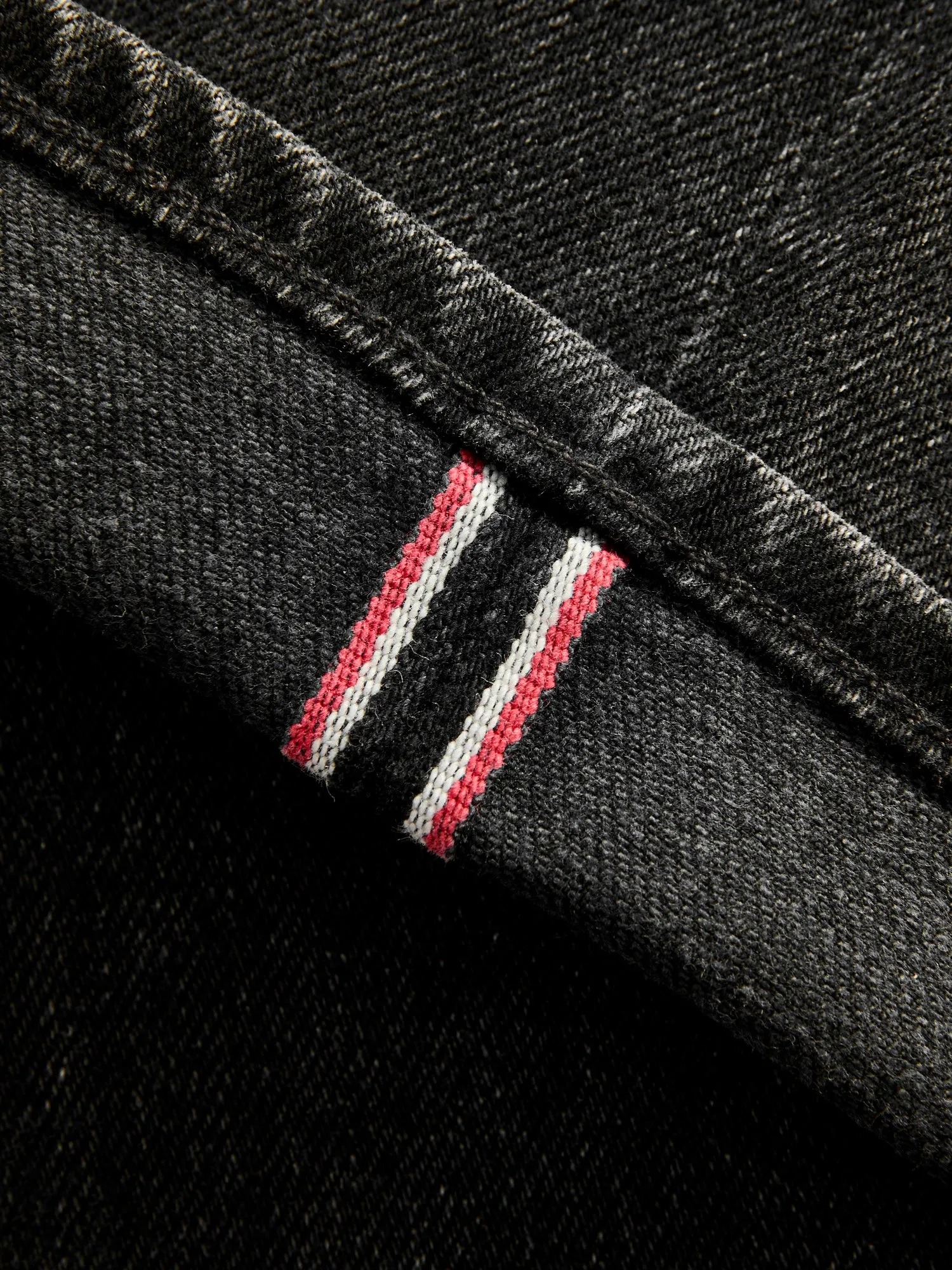 "Krist" 14oz Washed Black Stretch Selvedge Denim - Hammer Straight