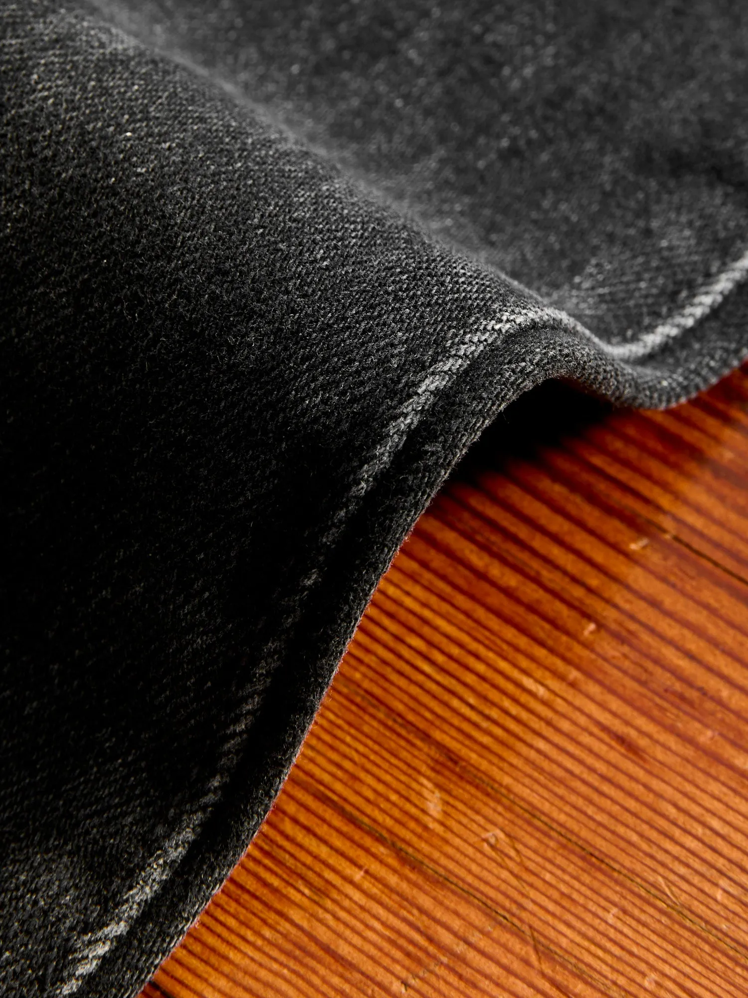 "Krist" 14oz Washed Black Stretch Selvedge Denim - Hammer Straight