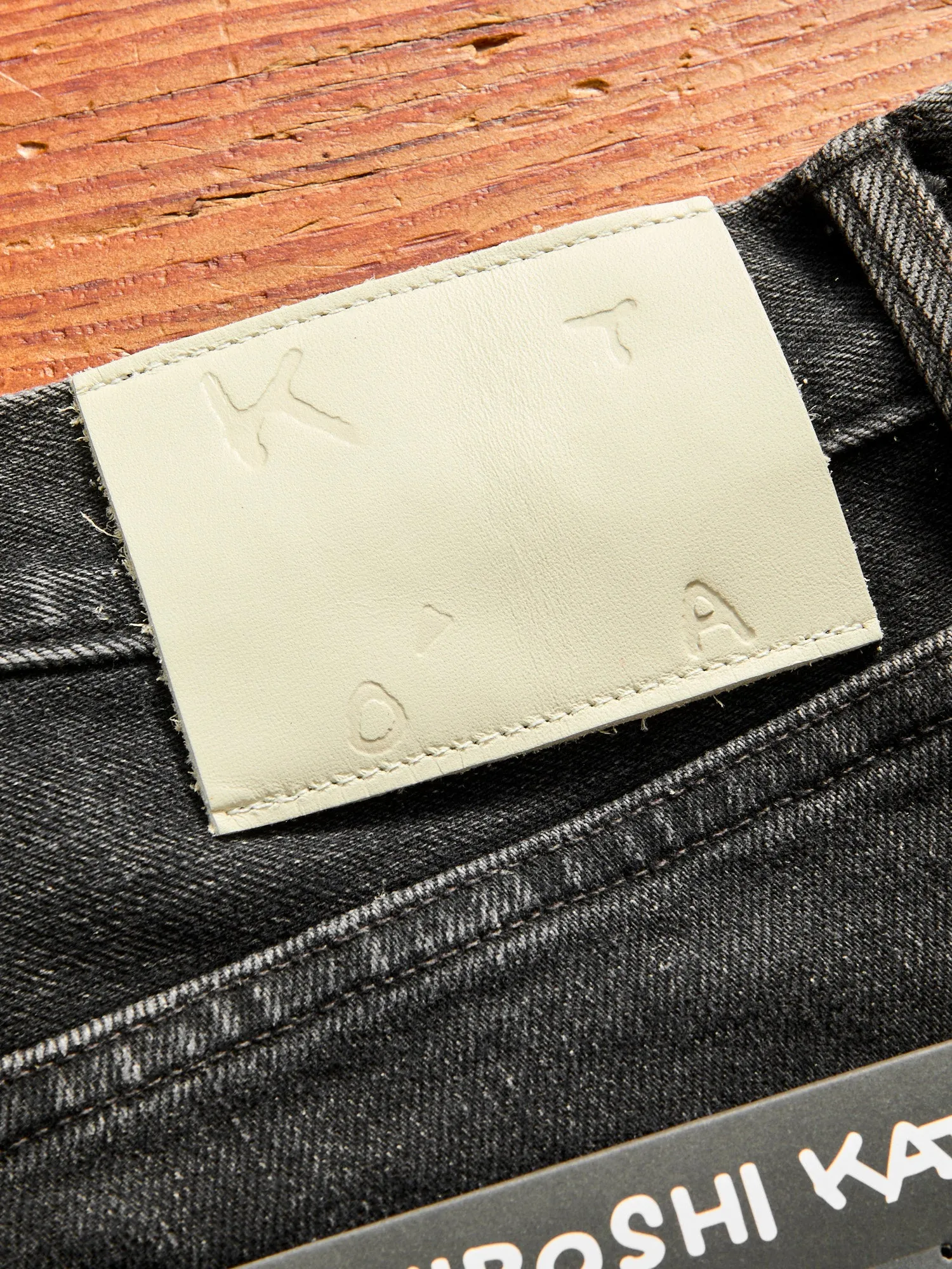 "Krist" 14oz Washed Black Stretch Selvedge Denim - Hammer Straight
