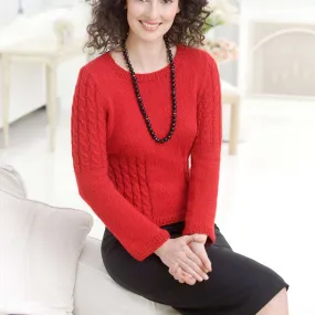 Red Heart Knit Chic Cable Sweater