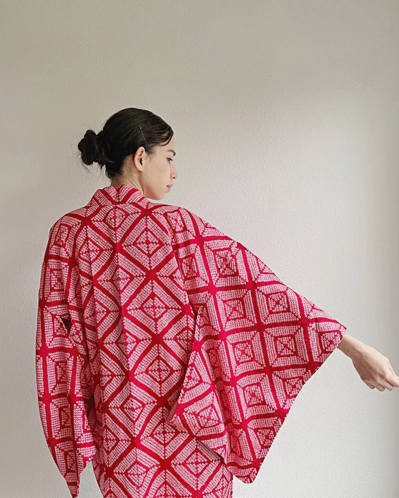Rhombic Crystal Shibori Haori Kimono Jacket