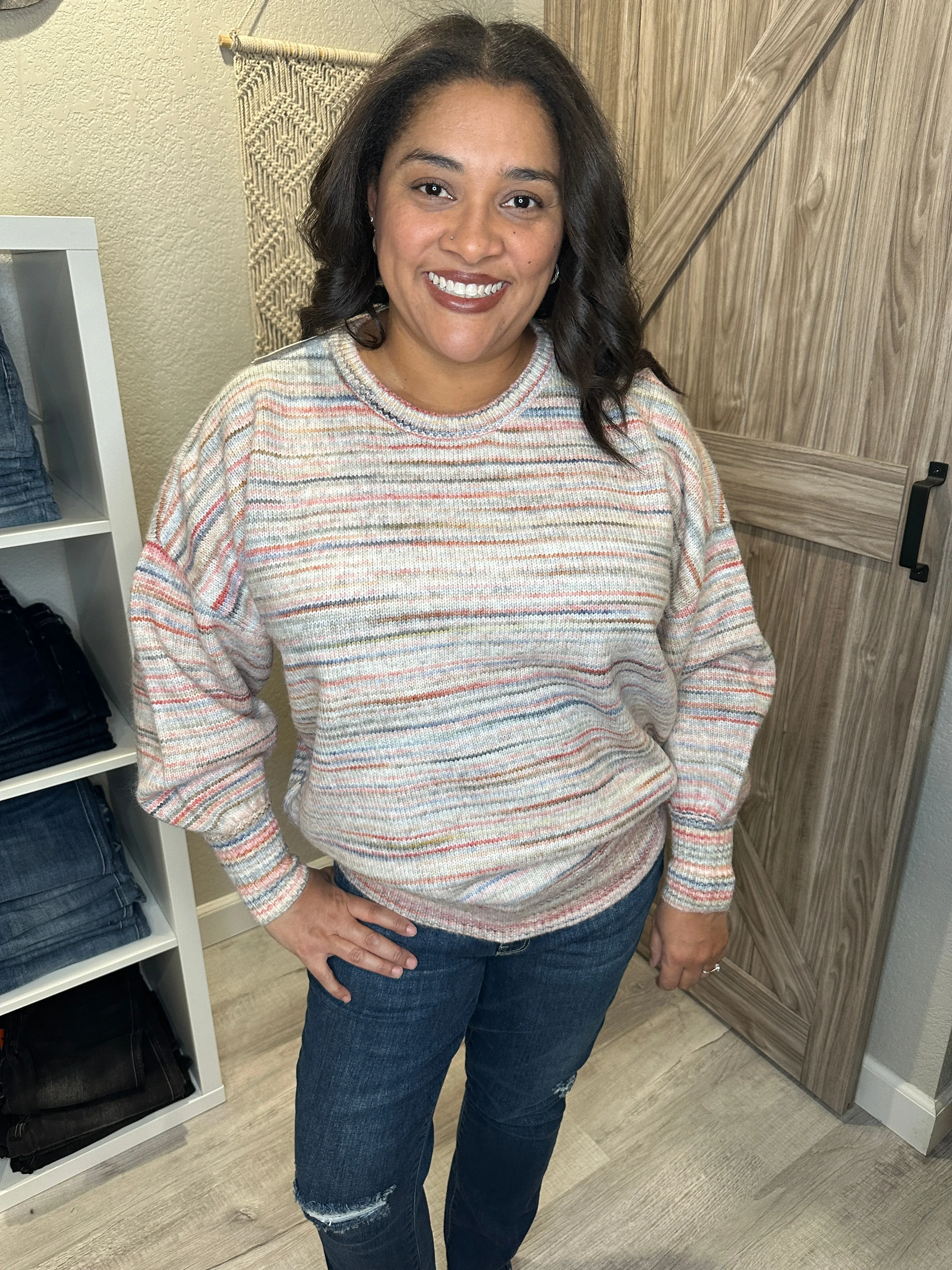 Saltwater Luxe Cheri Multicolor Stripe Crewneck Sweater