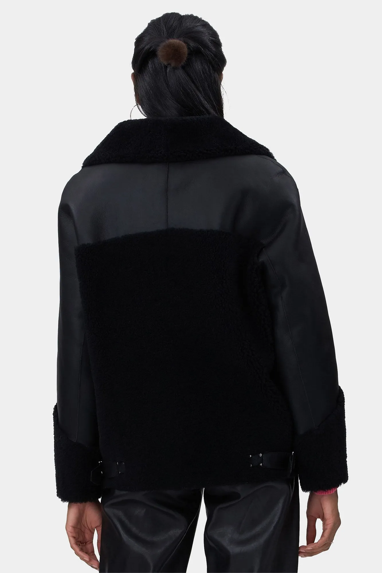 Select Shearling Lamb Zip Moto Jacket