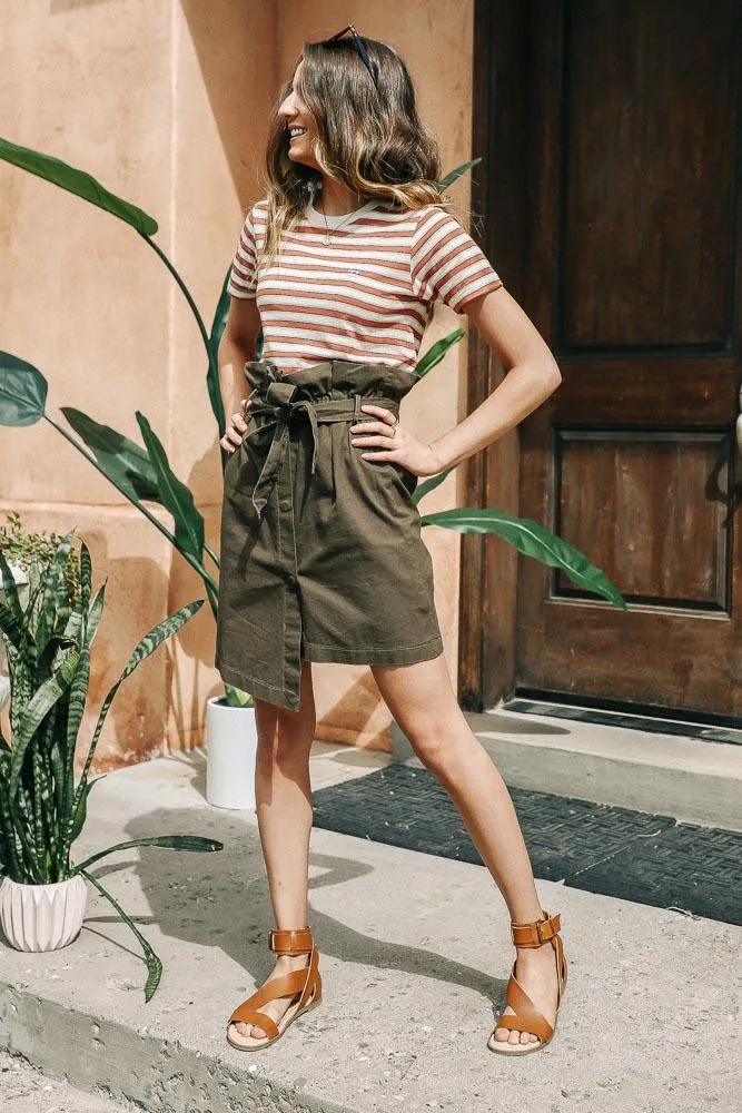 Seville Paperbag Skirt in Olive