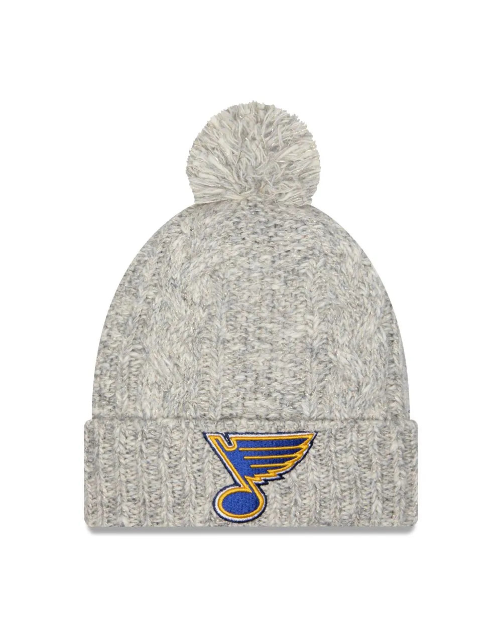 ST. LOUIS BLUES NEW ERA LADIES NOTE SHIMMER POM KNIT - SILVER