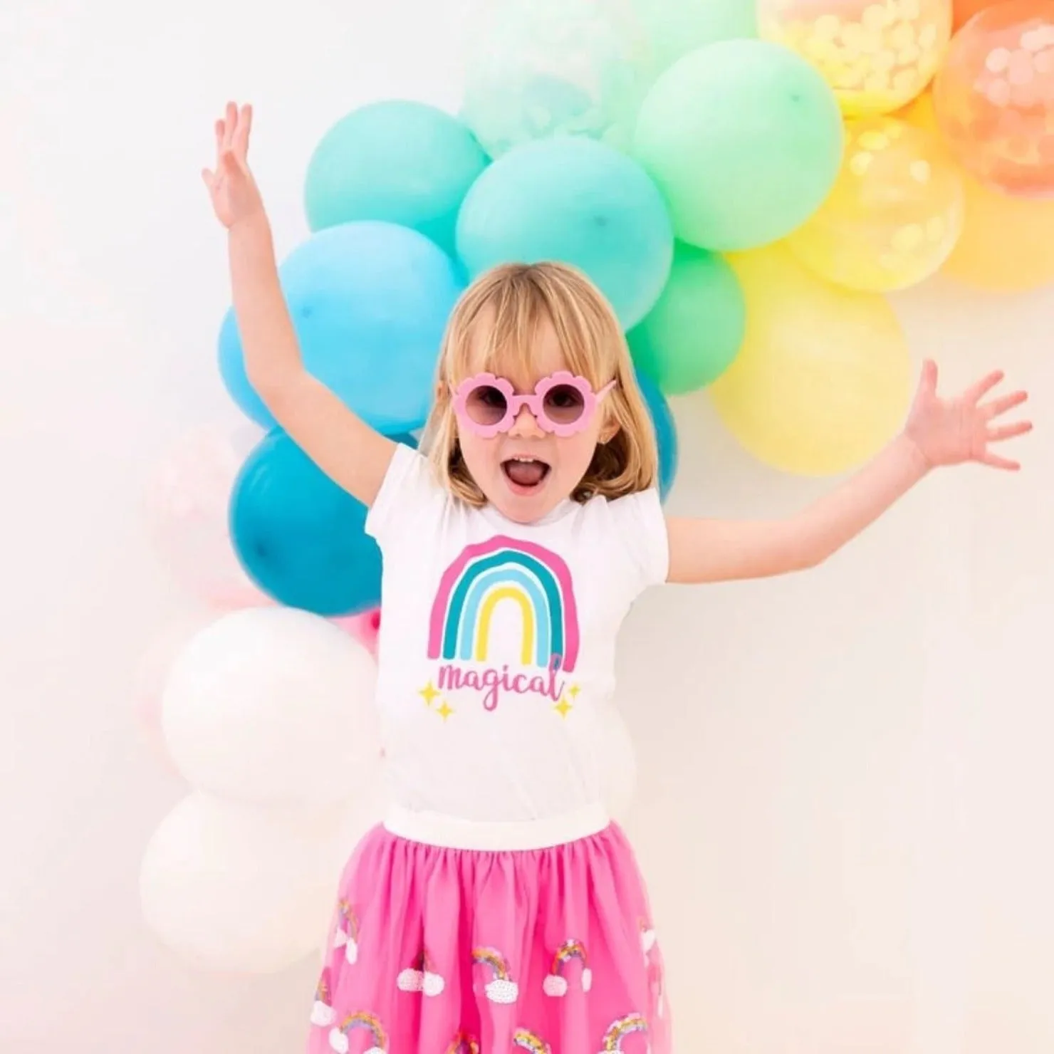 Sweet Wink Girls Pink Magical Rainbow Tutu Skirt