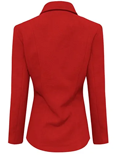 Tom's Ware Womens Trendy Double Breasted Wool Pea Coat TWCWC06-RED-S